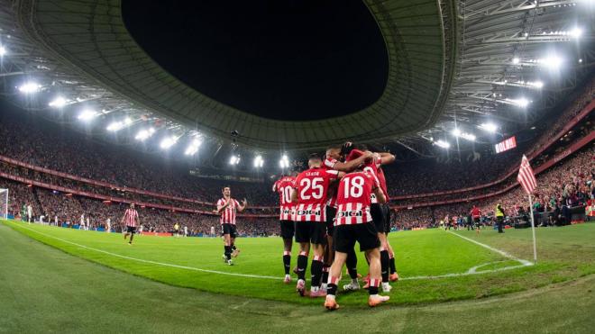 Euforia tras marcar gol en San Mamés frente al RCD Mallorca (Foto: Athletic Club).