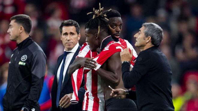Nico Williams entra por Iñaki en San Mamés ante el Mallorca (Foto: Athletic Club).