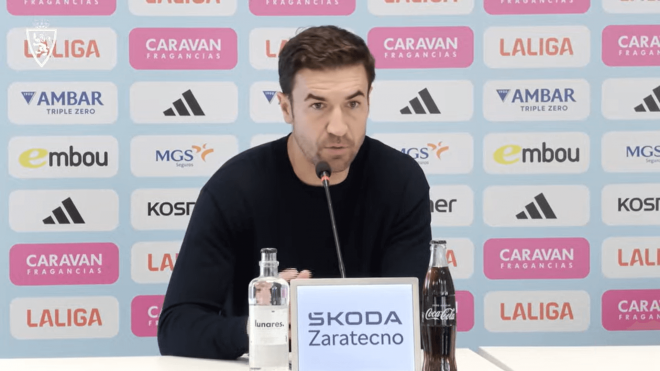 Gabi Fernández, en rueda de prensa del Real Zaragoza.