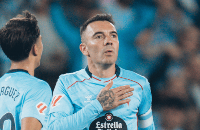 Iago Aspas celebra su gol en su partido 533 (Foto: Celta).