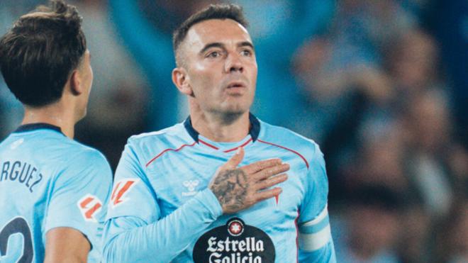 Iago Aspas celebra ante el Atlético (Celta)