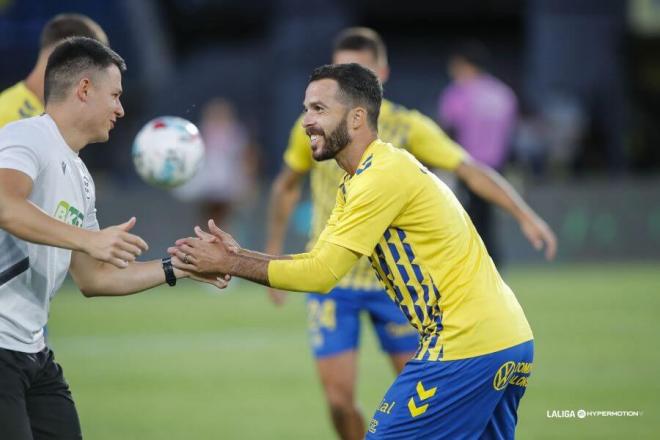 Kirian Rodríguez, durante el calentamiento (Foto: LALIGA).