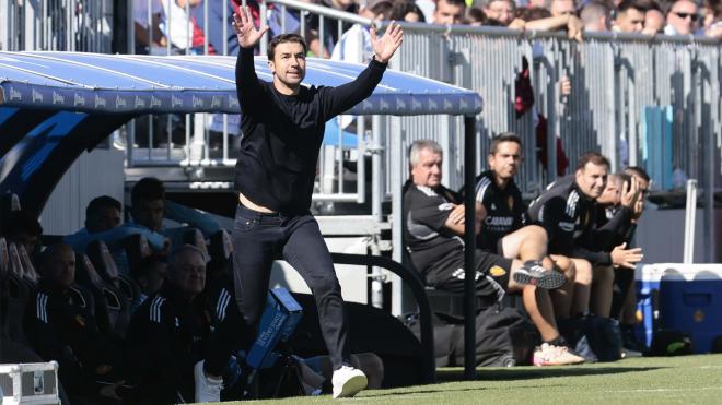 Gabi Fernández, en el Ibercaja Estadio durante el Real Zaragoza - Córdoba (Foto: LALIGA).