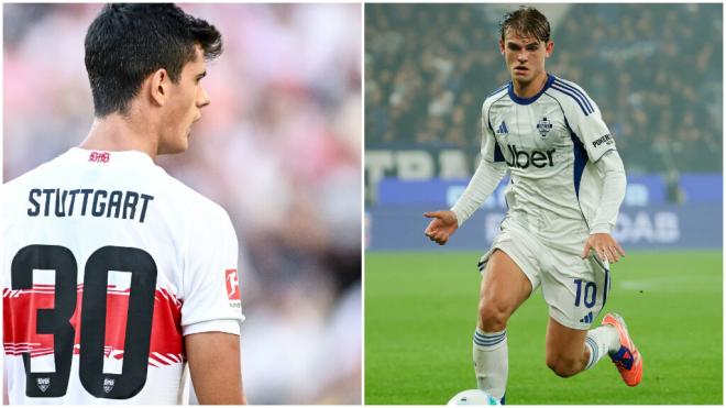 Chema y Nico Paz con el Stuttgart y el Como (Cordon Press)