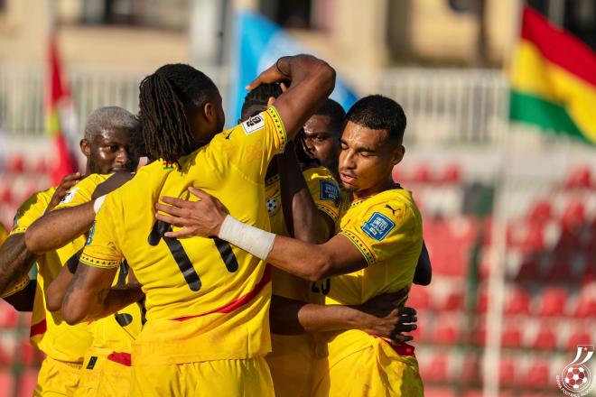 Ghana celebra un gol en la República Centroafricana (Foto: GhanaFAOfficial).