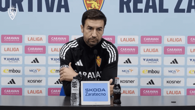 Gabi Fernández, en rueda de prensa del Real Zaragoza.