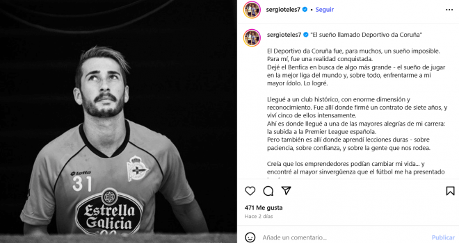 Post de Instagram de Sergio Telles.