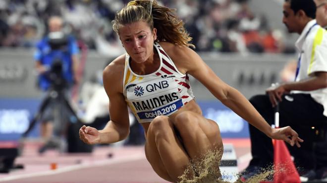 Hanne Maudens en la prueba de salto de heptatlón (Cordon Press)