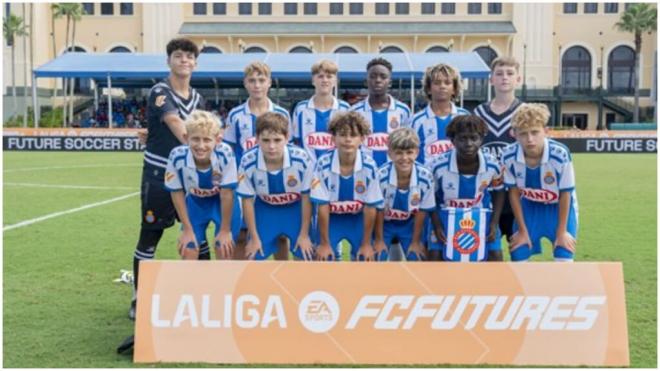 Landon Glasser, tercer jugador de la parte alta empezando por la izquierda, en Orlando. (Foto: LALIGA)