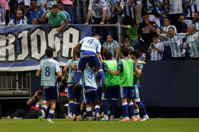 Celebración del gol de Rafa Rodríguez en el Málaga - Dépor (Foto: LALIGA).