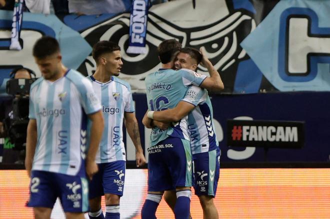 Celebración del gol de Rafa Rodríguez en el Málaga - Dépor (Foto: LALIGA).