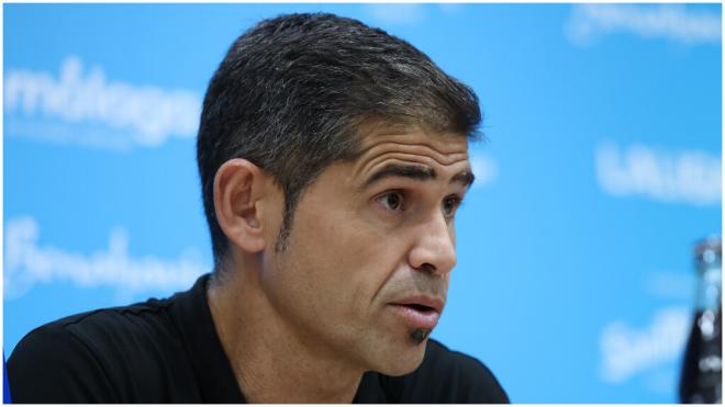 Antonio Hidalgo, en rueda de prensa tras el partido ante el Málaga. (@RCDeportivo)