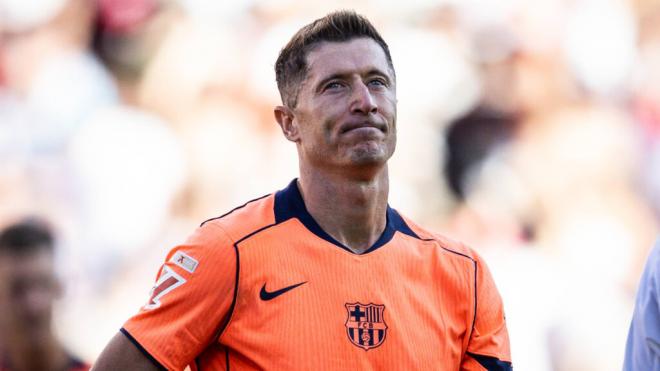 Robert Lewandowski en un partido del FC Barcelona (Cordon Press)