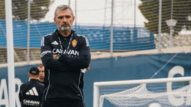 Emilio Larraz, en un entrenamiento del Real Zaragoza (Foto: RZ).