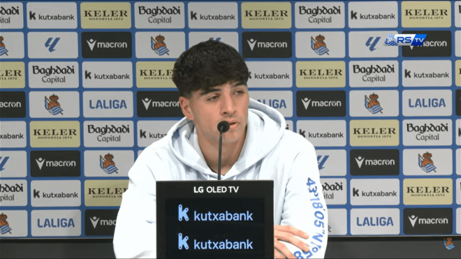 Jon Martín, en rueda de prensa de la Real Sociedad.