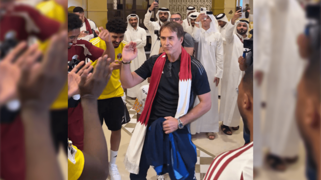 El baile de Julen Lopetegui tras meter a Qatar en el Mundial 2026.