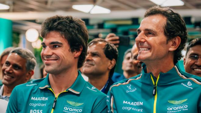 Pedro de la Rosa, con Lance Stroll (Foto: Aston Martin).