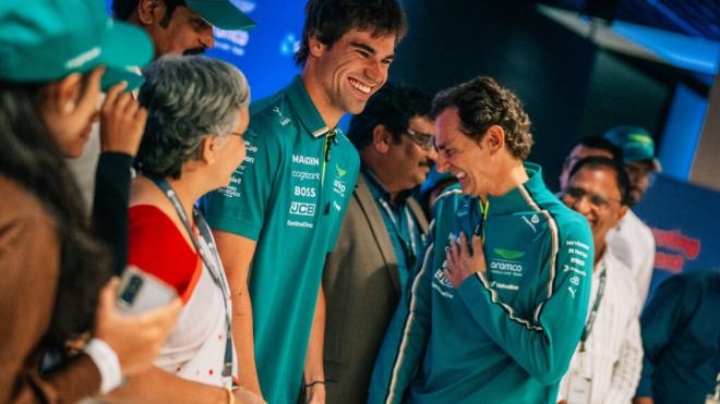 Pedro de la Rosa, con Lance Stroll (Foto: Aston Martin).