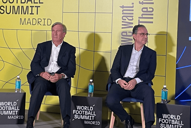 Mark Fenwick y su mano derecha, Salva Alonso, en el World Football Summit