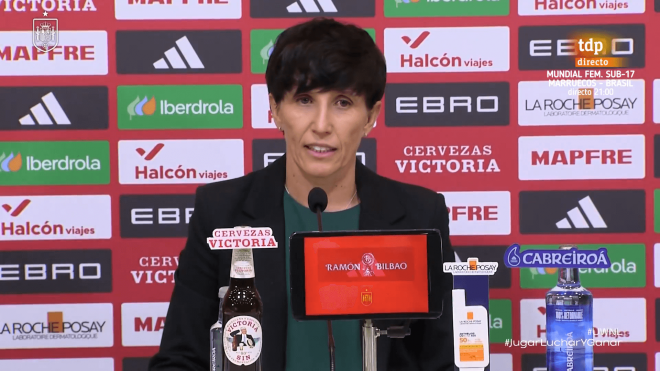 Sonia Bermúdez, en rueda de prensa de la selección.