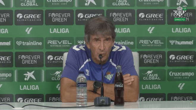 Manuel Pellegrini, en rueda de prensa del Real Betis.