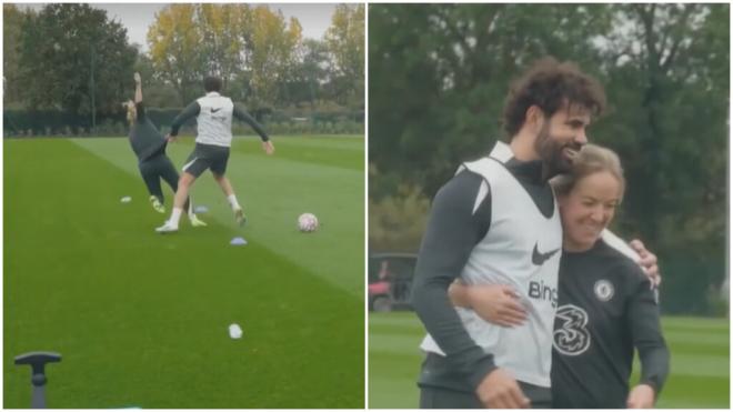 Diego Costa y Gemma Davison en el momento de la acción (TikTok: @johnterry26)