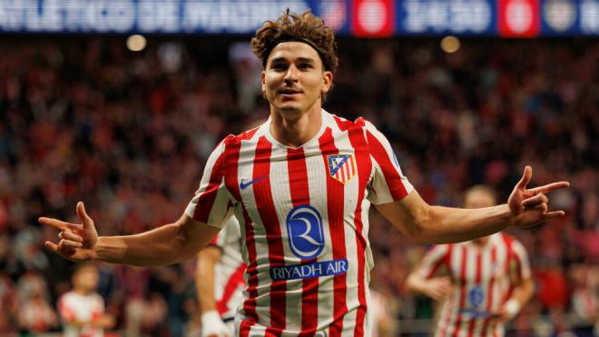 Julián Alvarez celebra un gol en el Atlético de Madrid (Cordon Press)