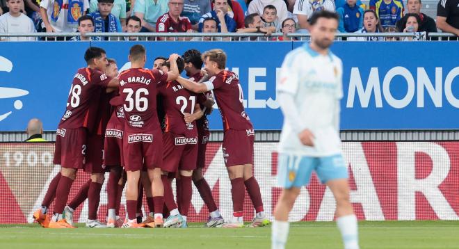 La Cultural Leonesa celebra un gol al Real Zaragoza (Foto: LALIGA).