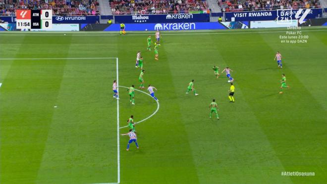 El gol anulado a Álex Baena por fuera de juego posicional de Griezmann.