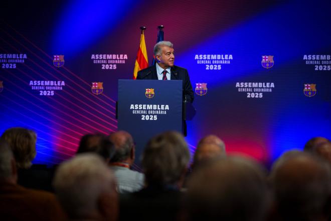 Joan Laporta, en la Asamblea del Barça 2025 (Foto: FC Barcelona).