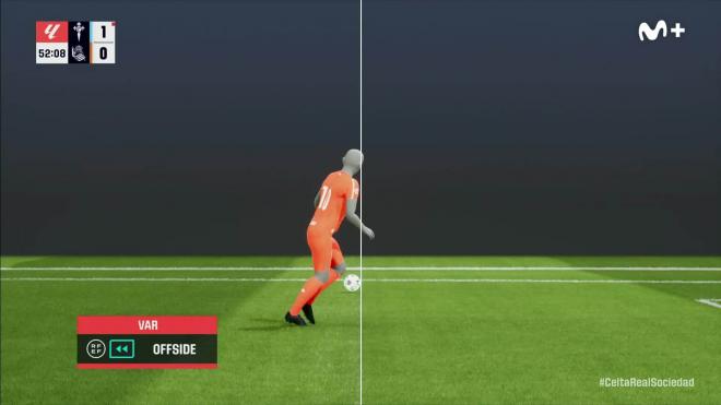 El fuera de juego de Mikel Oyarzabal en el Celta-Real Sociedad.