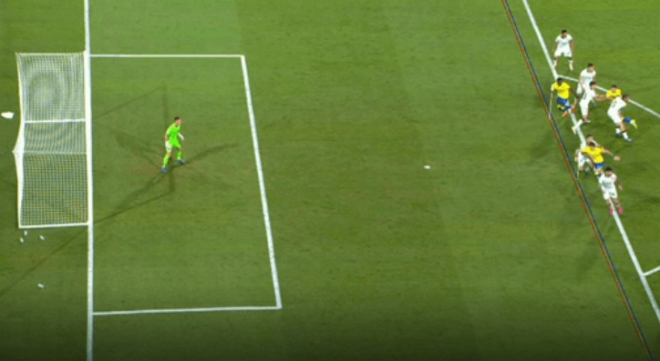 Fuera de juego del Cádiz CF (Imagen: Movistar Fútbol).