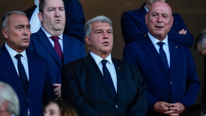 Joan Laporta en el palco de Montjuic (Foto: EFE)