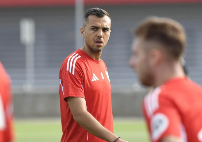 Joan Jordán, en el entrenamiento de este miércoles (Foto: Kiko Hurtado).
