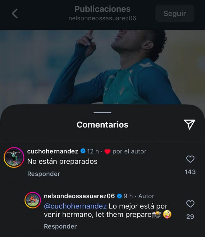 Nelson Deossa y Cucho Hernández en Instagram.