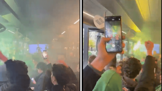 El brutal bengaleo de la afición del Betis en un bar de Genk