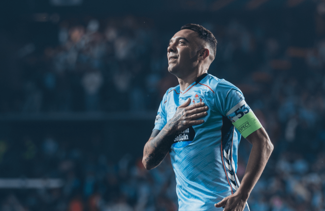 Iago Aspas tras marcar al Niza (Foto: Celta).