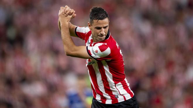Festejo de Gorka Guruzeta ante el Qarabag en la Champions League (Foto: Athletic Club).