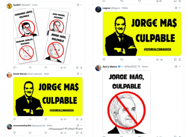 Las protestas de la afición del Real Zaragoza contra Jorge Mas en la publicación del Inter Miami.