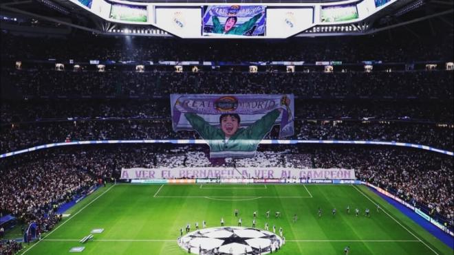 El tifo del Bernabéu en homenaje a Lucas Vázquez (Instagram: @lucasvazquez91)