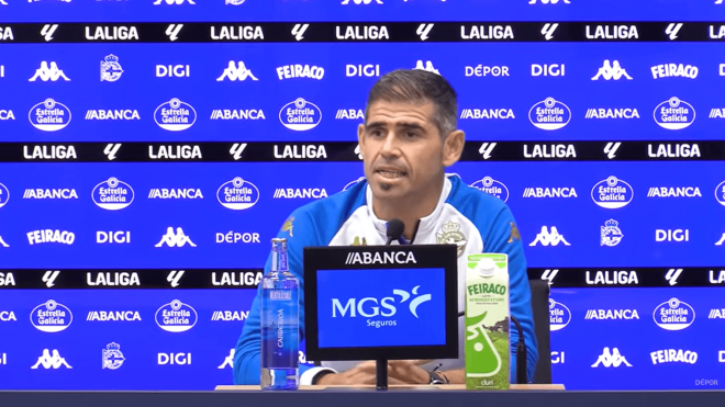 Antonio Hidalgo, en rueda de prensa del Dépor.