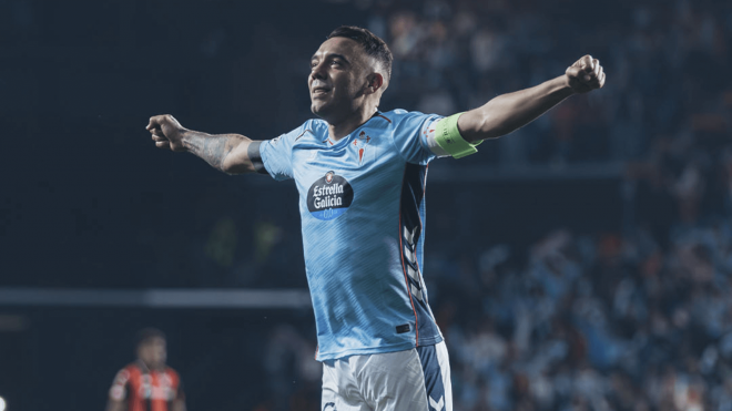 Iago Aspas celebra su gol ante el Niza (Foto: RCC).