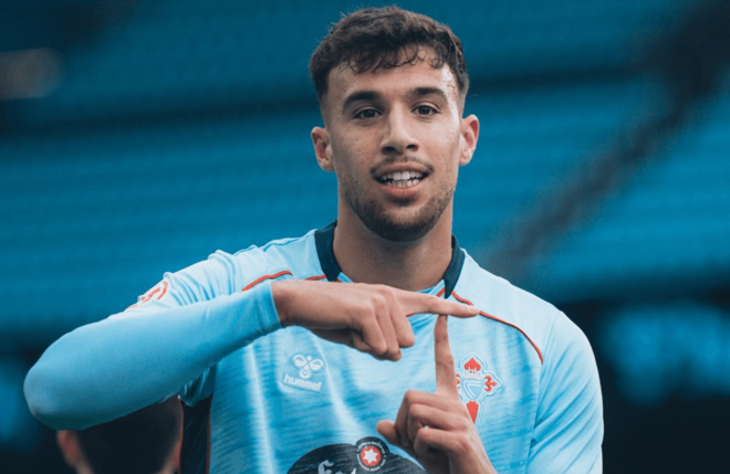 Álvaro Marín celebra su gol ante el Racing (Foto: Celta).