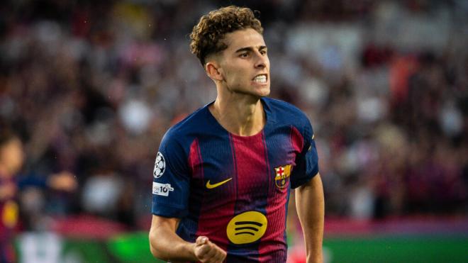 Fermín López celebrando un gol con el Barcelona (Fuente: Cordon Press)