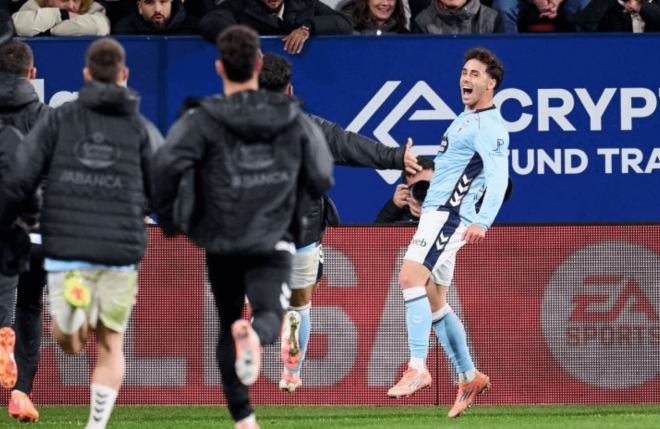Pablo Durán celebra el gol de la victoria del Celta (Foto: LaLiga).