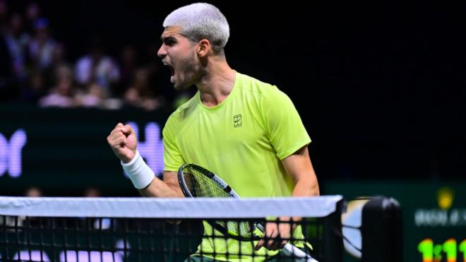 Carlos Alcaraz celebrando un punto ante Cameron Norrie en el Master 1000 de París (Cordon Press)