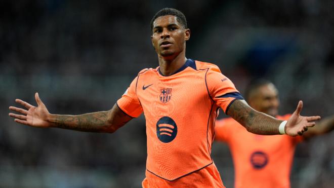 Marcus Rashford celebrando en Champions League (Cordon Press)