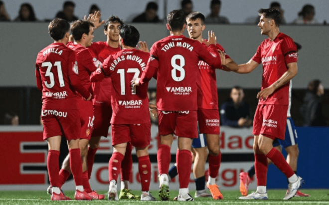 Celebración zaragocista ante el Mutilvera. (Foto: RZ)