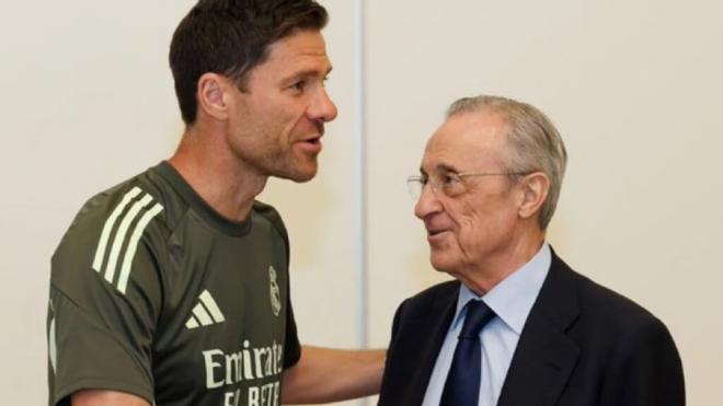 Xabi Alonso y Florentino Pérez (Foto: X)ac