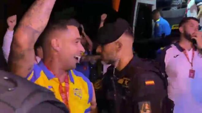 Sergio León, en la llegada del Palma del Río.